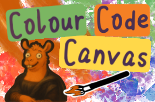 A banner for the Colour Code Canvas game — colour-code parts of a sentence