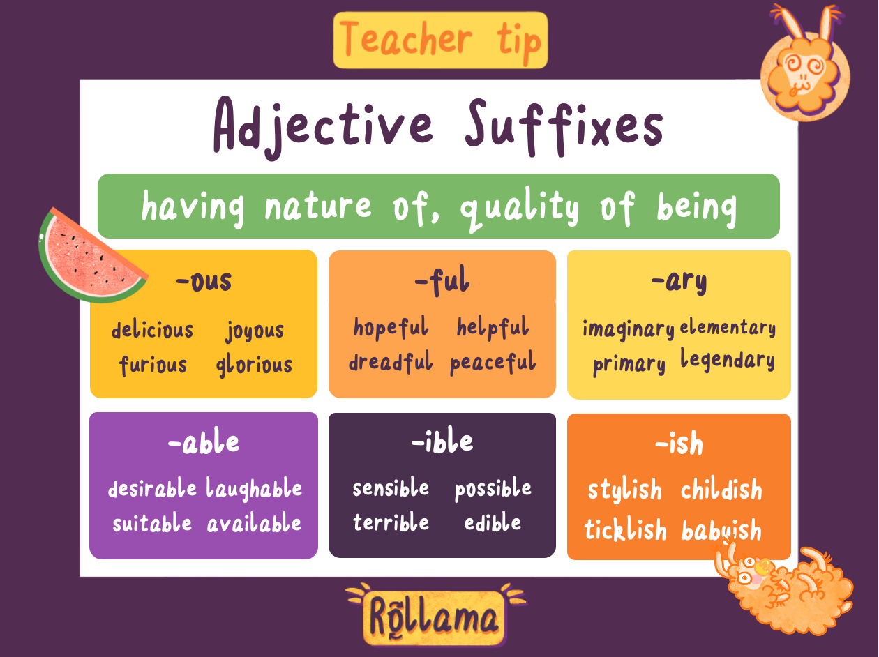 Pick A Pair Adjective Suffixes Matching